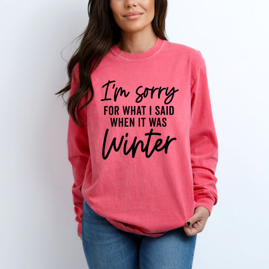 I'm Sorry For What I Said When It Was Winter | Garment Dyed Long Sleeve