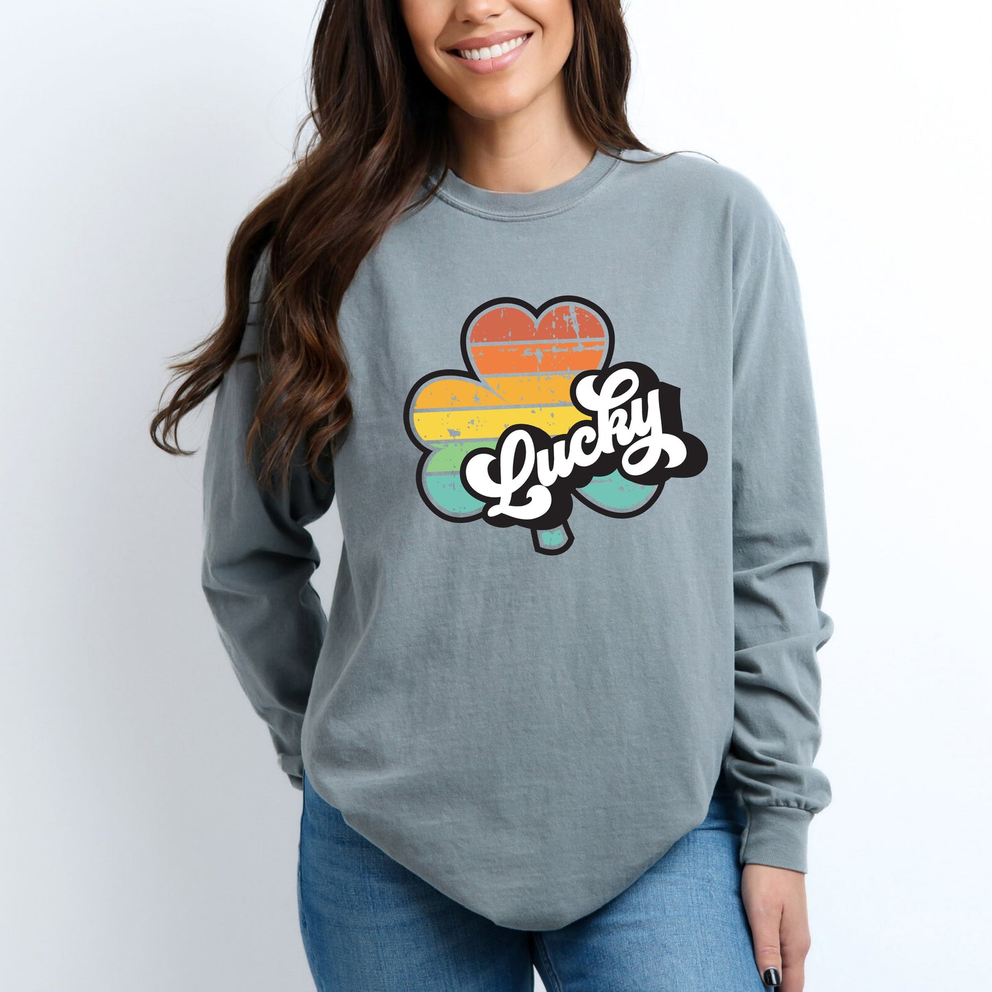 Retro Lucky Colorful | Garment Dyed Long Sleeve