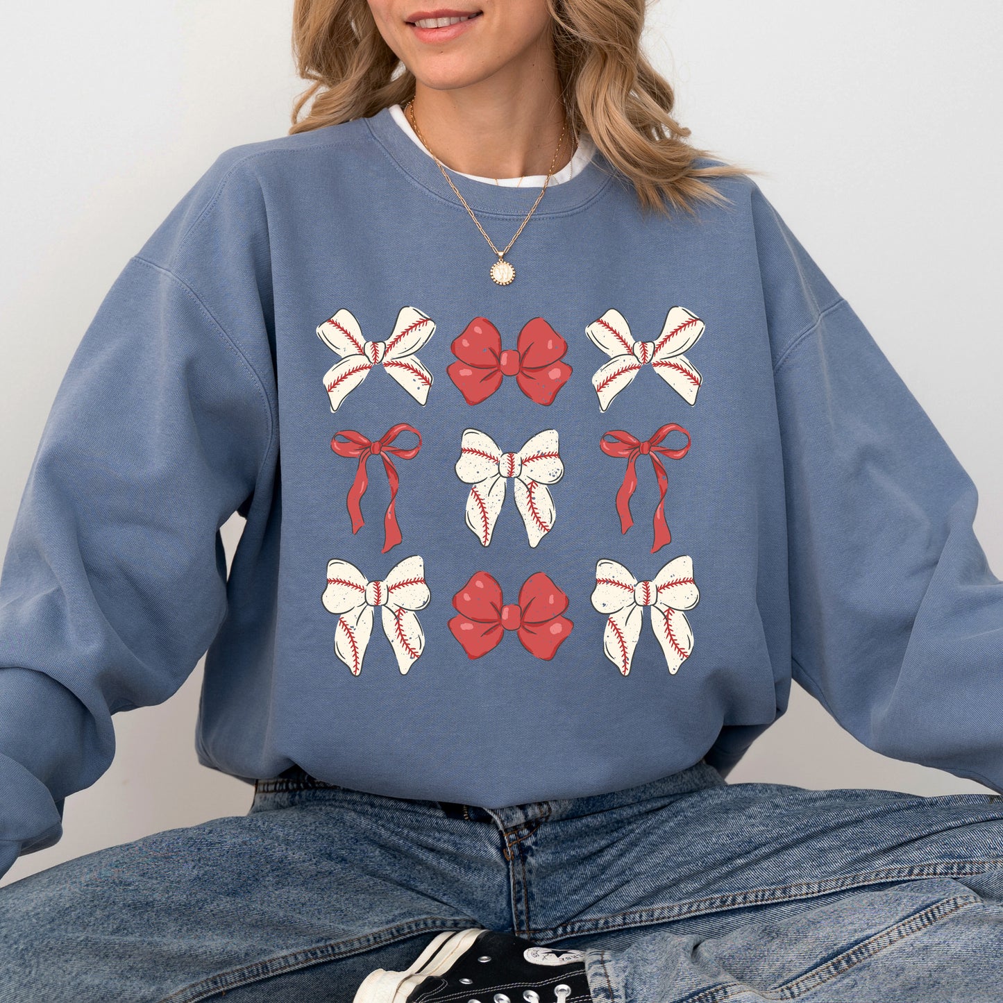 Coquette Baseball Bow Chart | Garment Dyed Sweatshirt