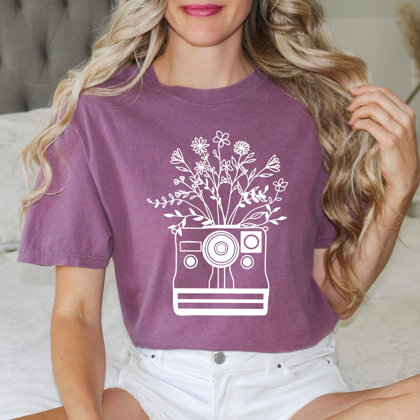 Camera And Wildflowers | Garment Dyed Tee