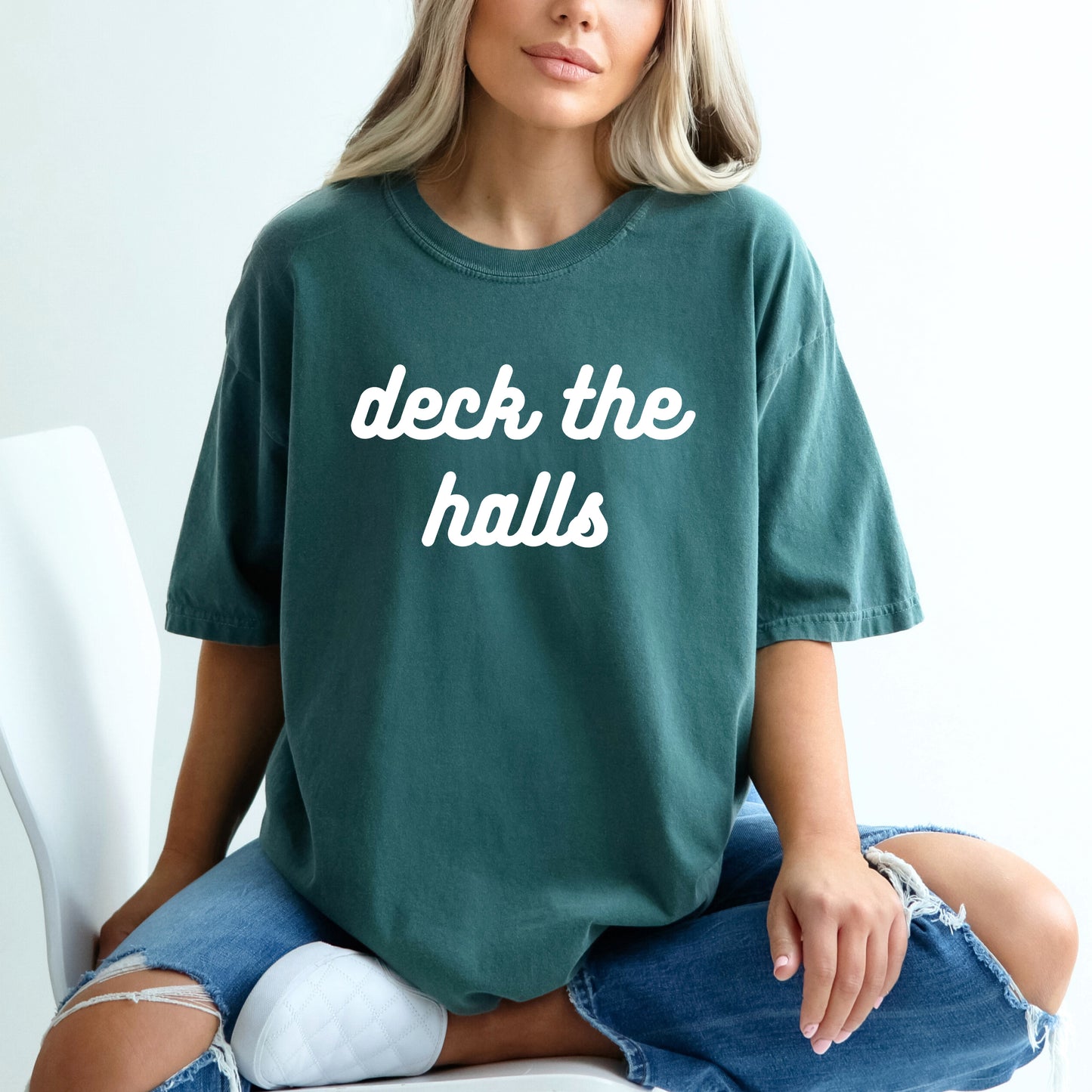 Deck The Halls Bold Cursive | Garment Dyed Tee