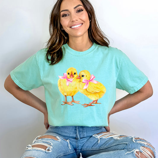 Coquette Yellow Chicks | Garment Dyed Short Sleeve Tee