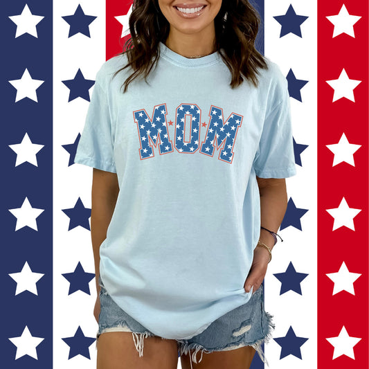 Patriotic Mom Varsity | Garment Dyed Short Sleeve Tee