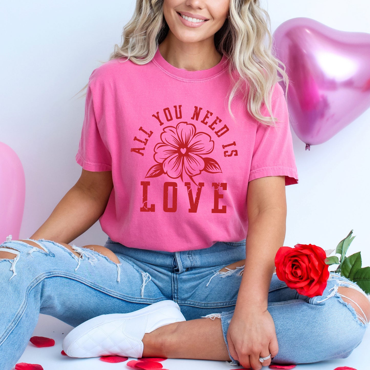 All You Need Is Love Flower | Garment Dyed Tee