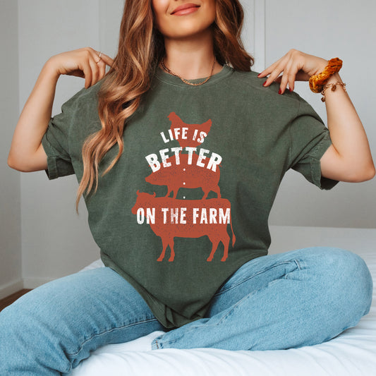 Life Is Better On The Farm Colorful | Garment Dyed Tee