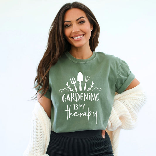 Gardening Is My Therapy | Garment Dyed Short Sleeve Tee