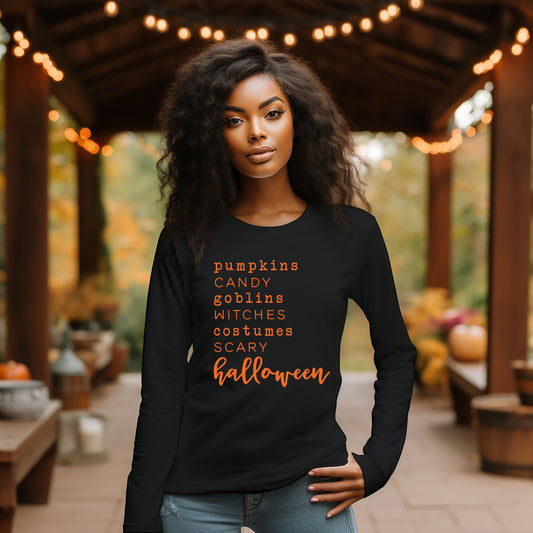 Halloween Words | Long Sleeve Crew Neck