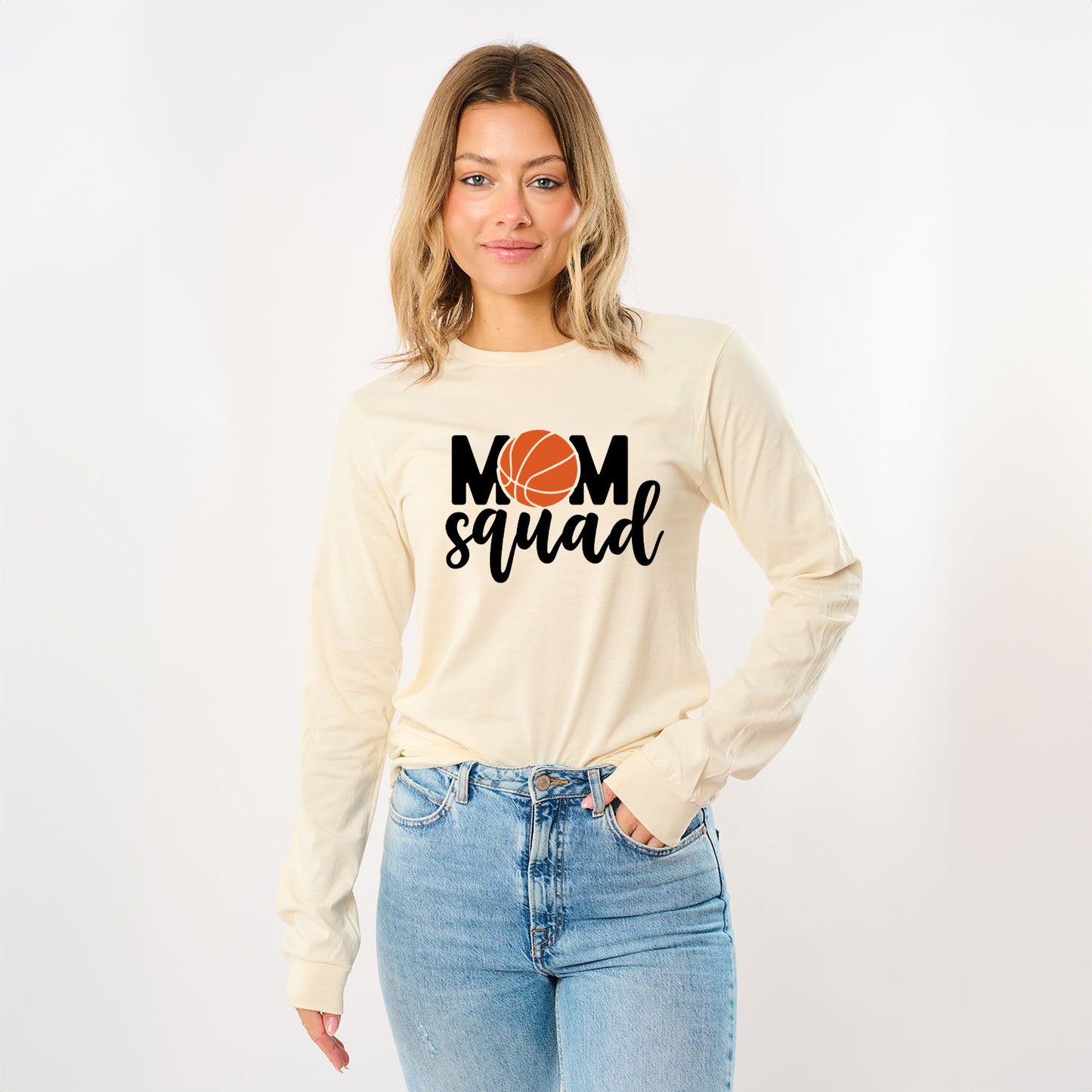 Mom Squad Basketball | Long Sleeve Crew Neck