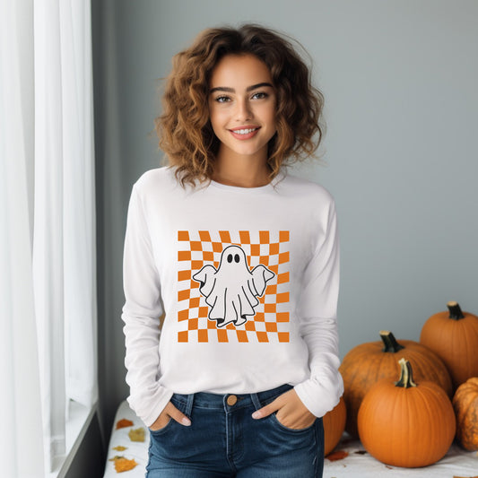 Checkered Ghost | Long Sleeve Crew Neck