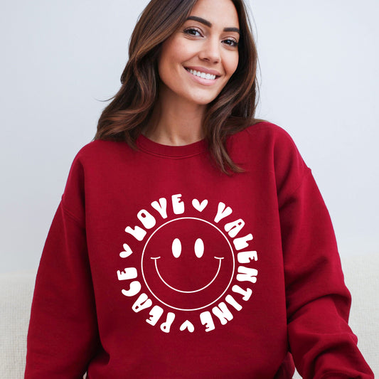 Peace Love Valentine Smiley | Sweatshirt