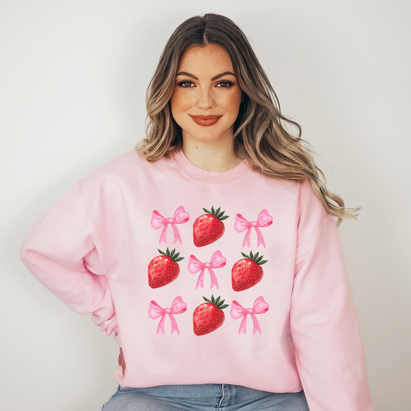 Strawberry Coquette Bow Chart | Sweatshirt