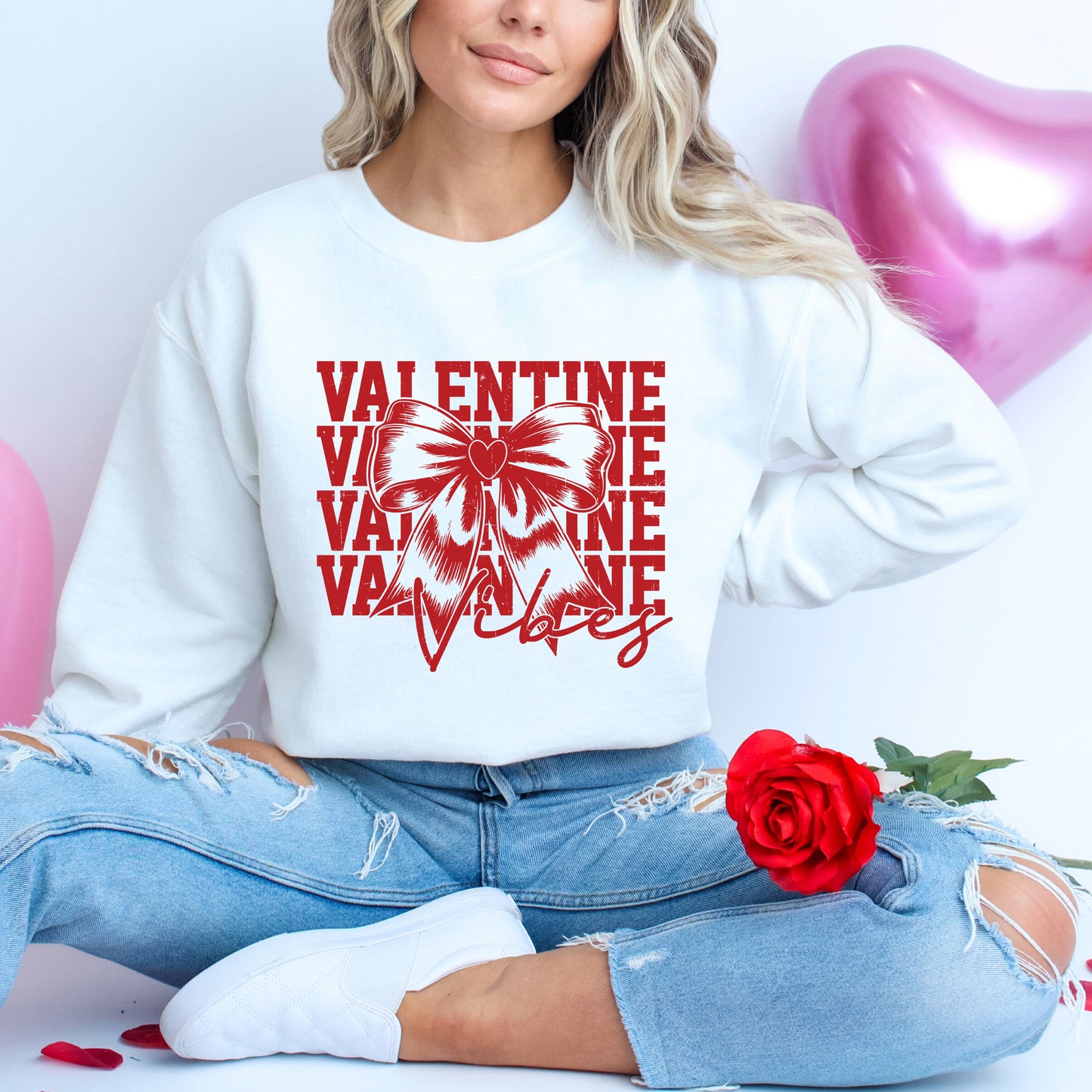 Coquette Valentine Vibes Stacked | Sweatshirt