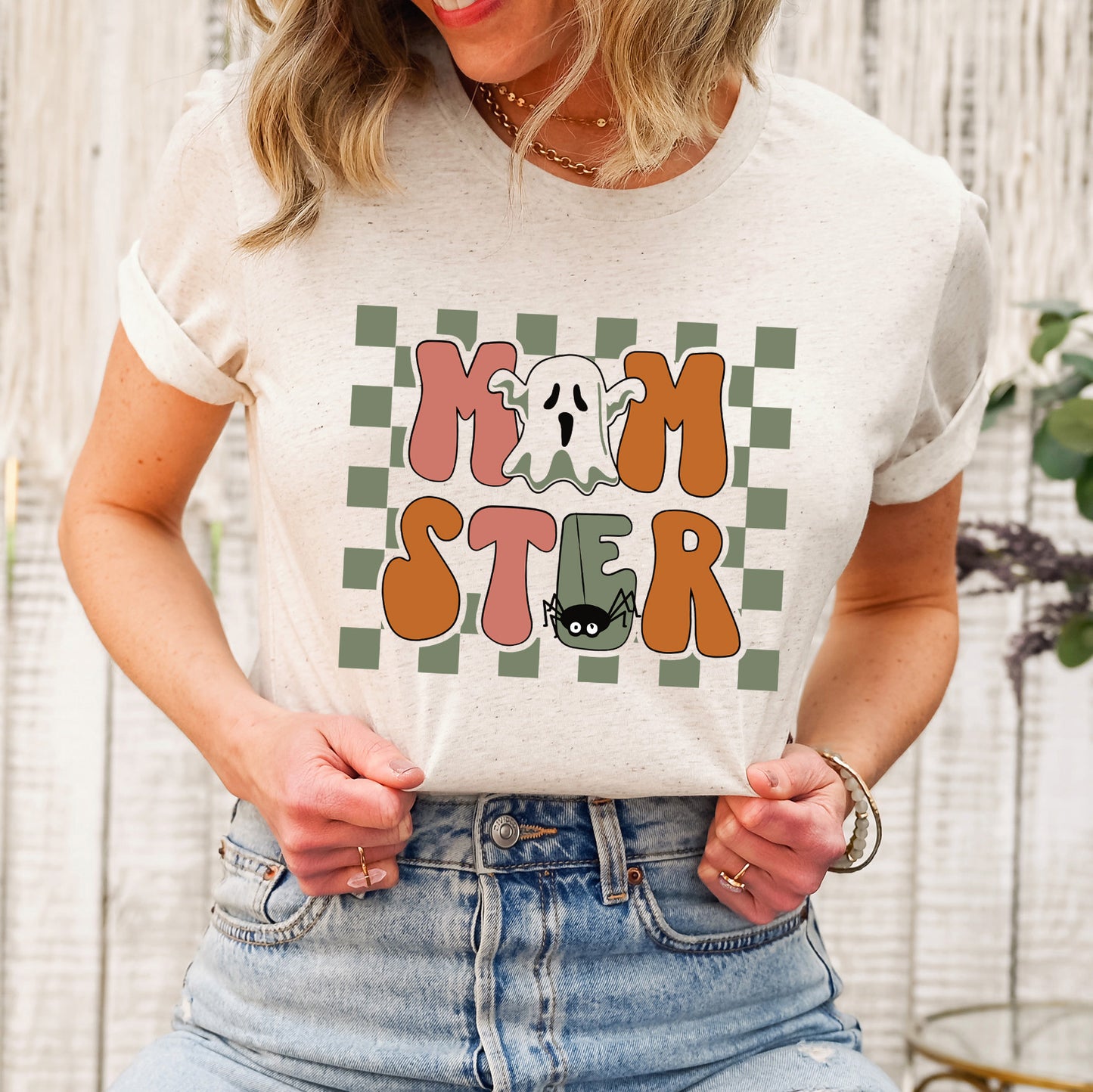 Checkered Momster Ghost | Short Sleeve Graphic Tee