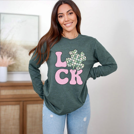 Luck With Shamrock | Long Sleeve Crew Neck