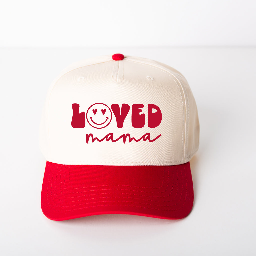 Loved Mama Smiley Face | Canvas Trucker Hat