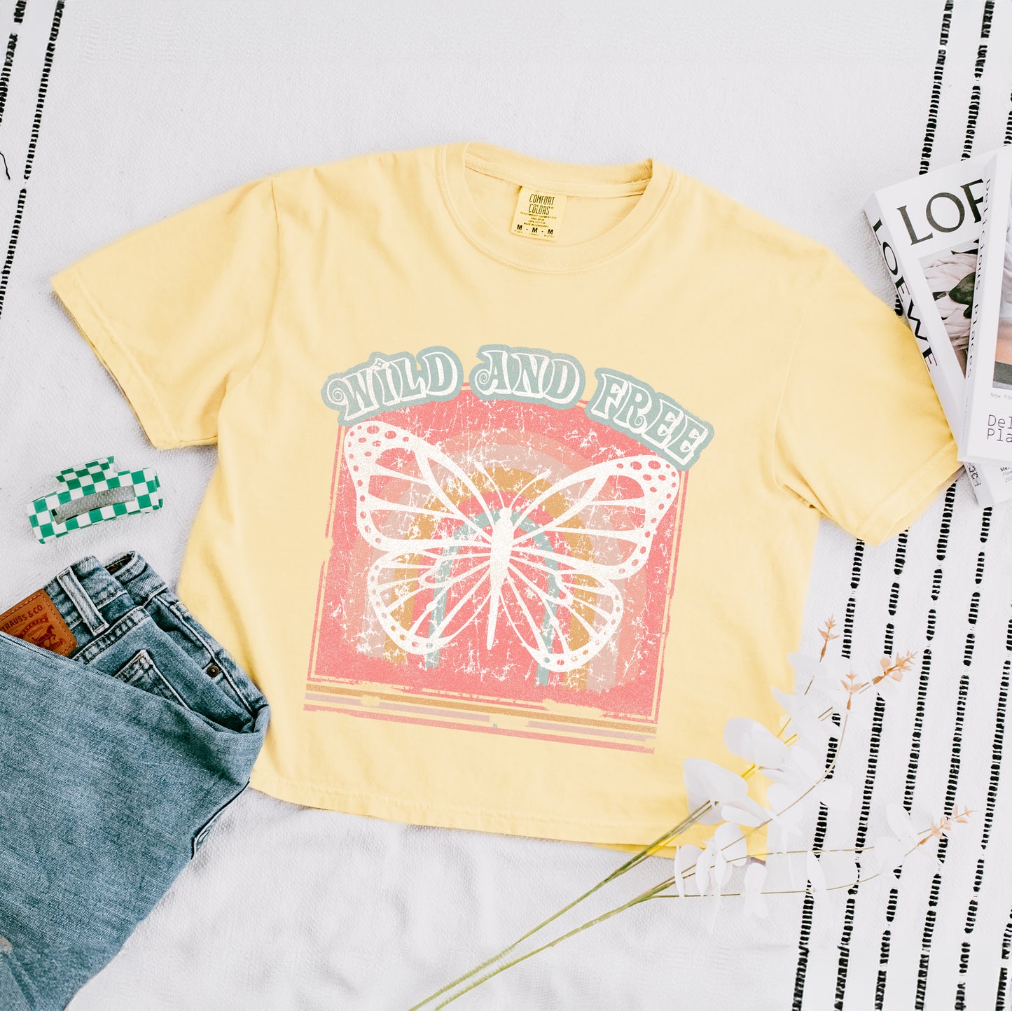 Wild And Free Butterfly | Relaxed Fit Cropped Tee