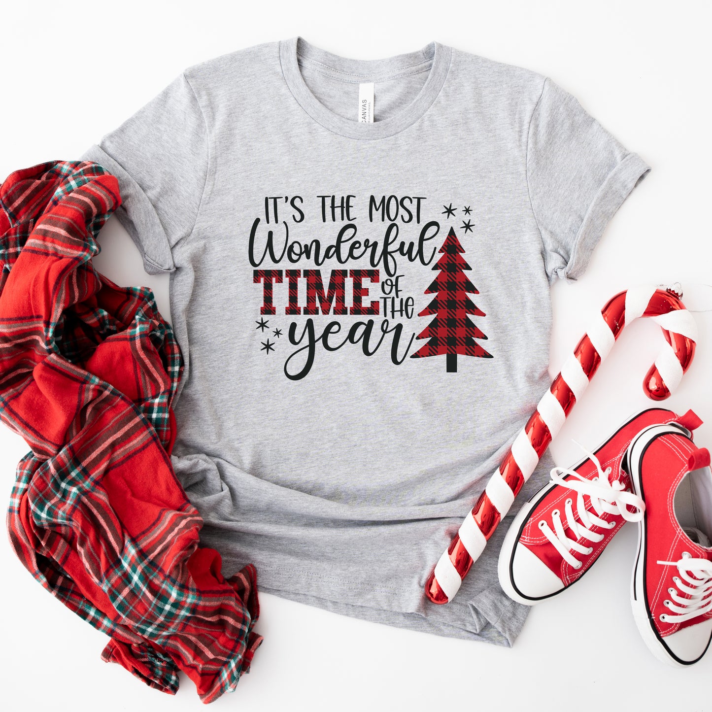 It's The Most Wonderful Time Of The Year Plaid | Short Sleeve Crew Neck