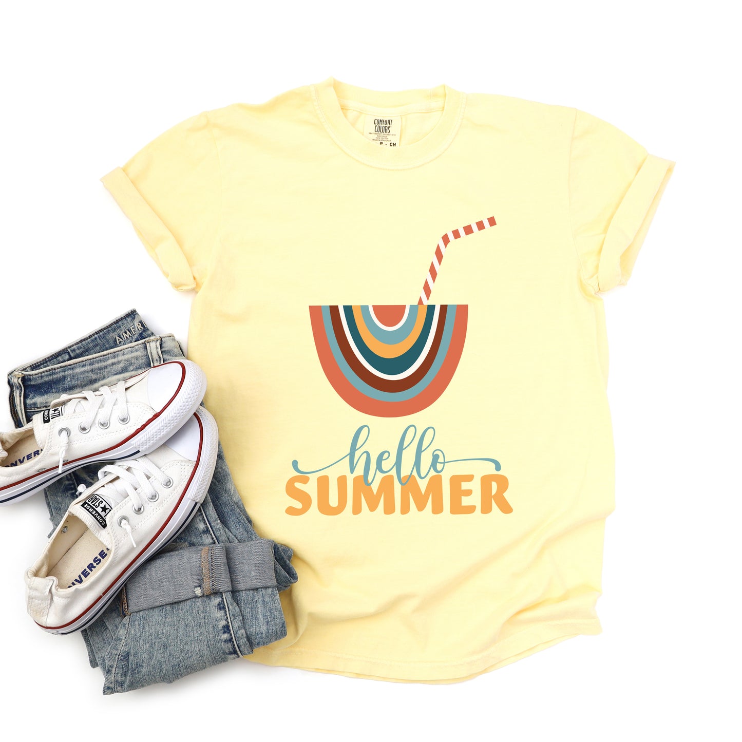 Boho Hello Summer Drink | Garment Dyed Short Sleeve Tee