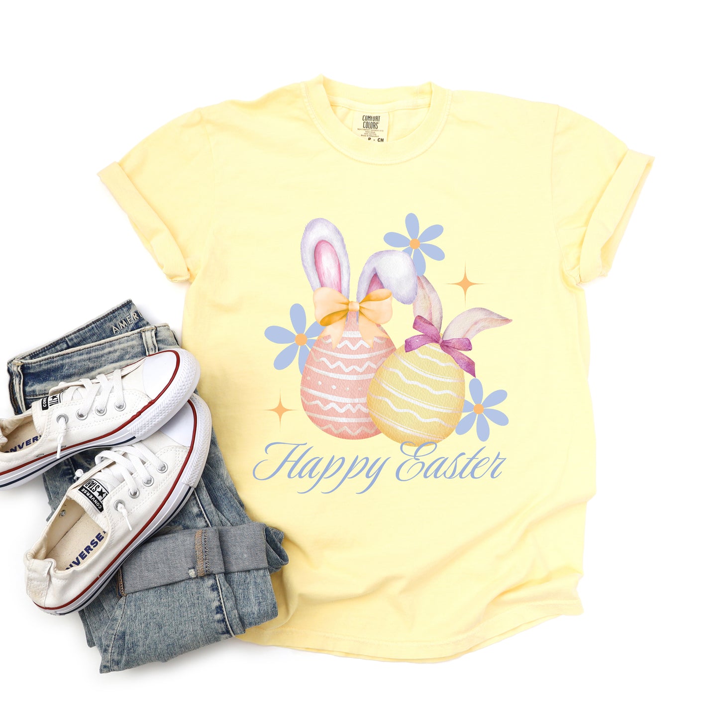 Coquette Happy Easter Eggs | Garment Dyed Short Sleeve Tee