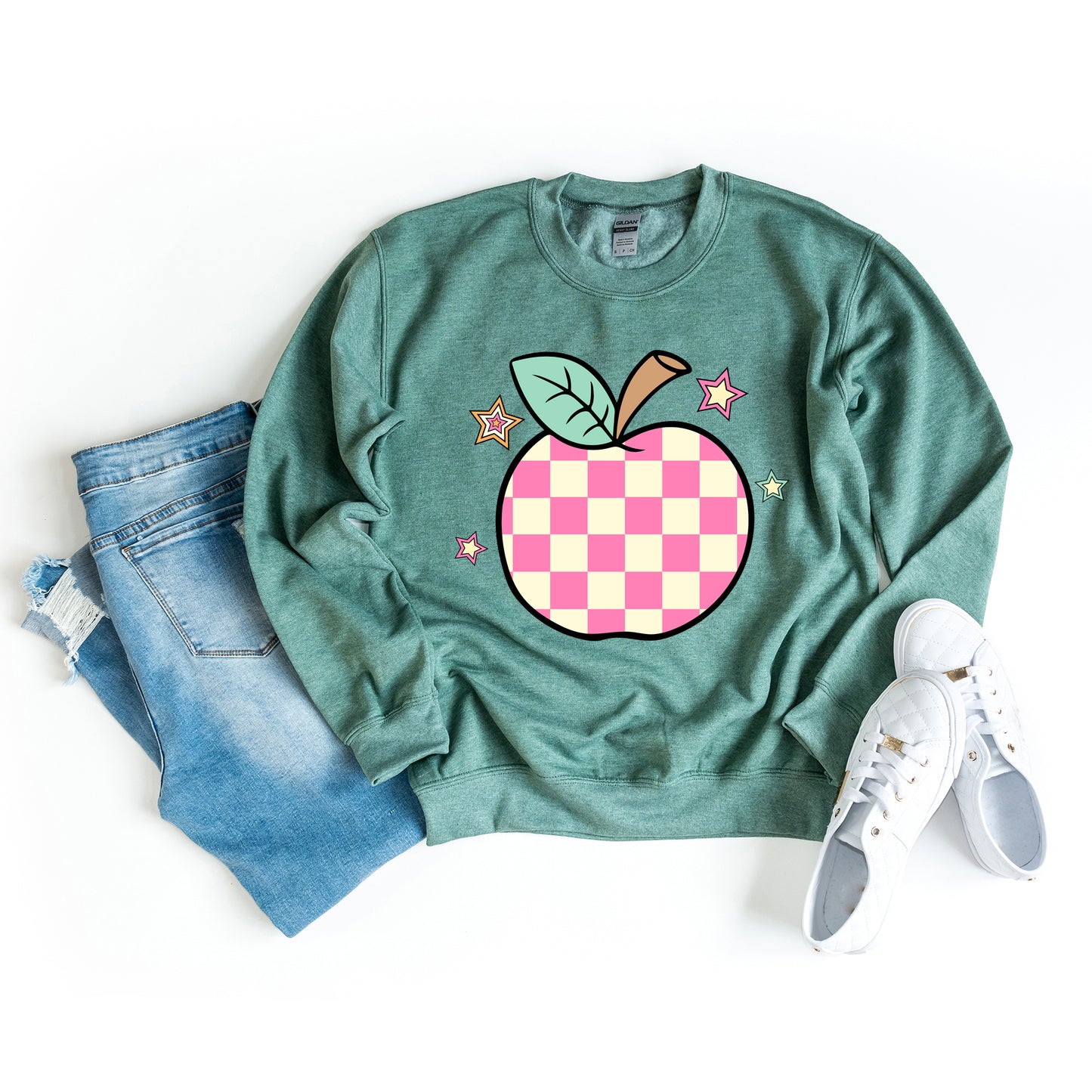 Checkered Apple Stars | Sweatshirt