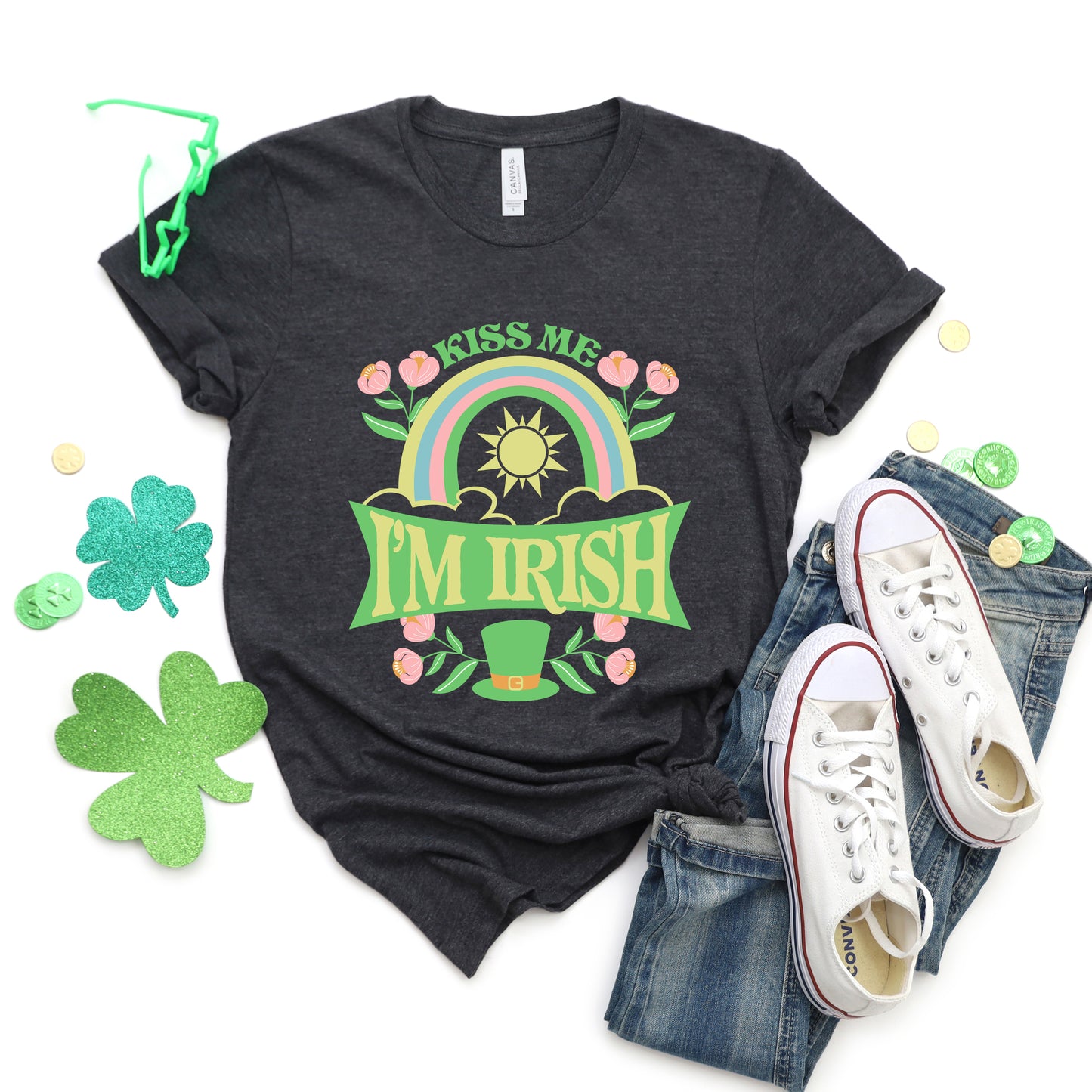 Kiss Me I'm Irish Rainbow | Short Sleeve Graphic Tee