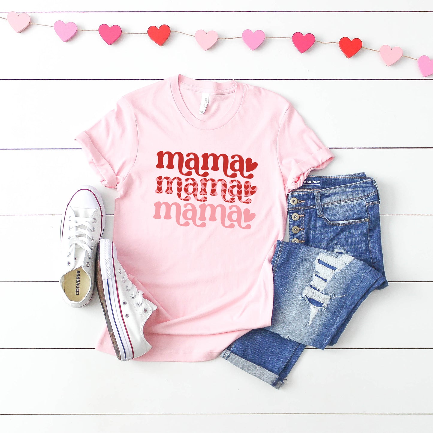 Mama Stacked Hearts | Short Sleeve Graphic Tee