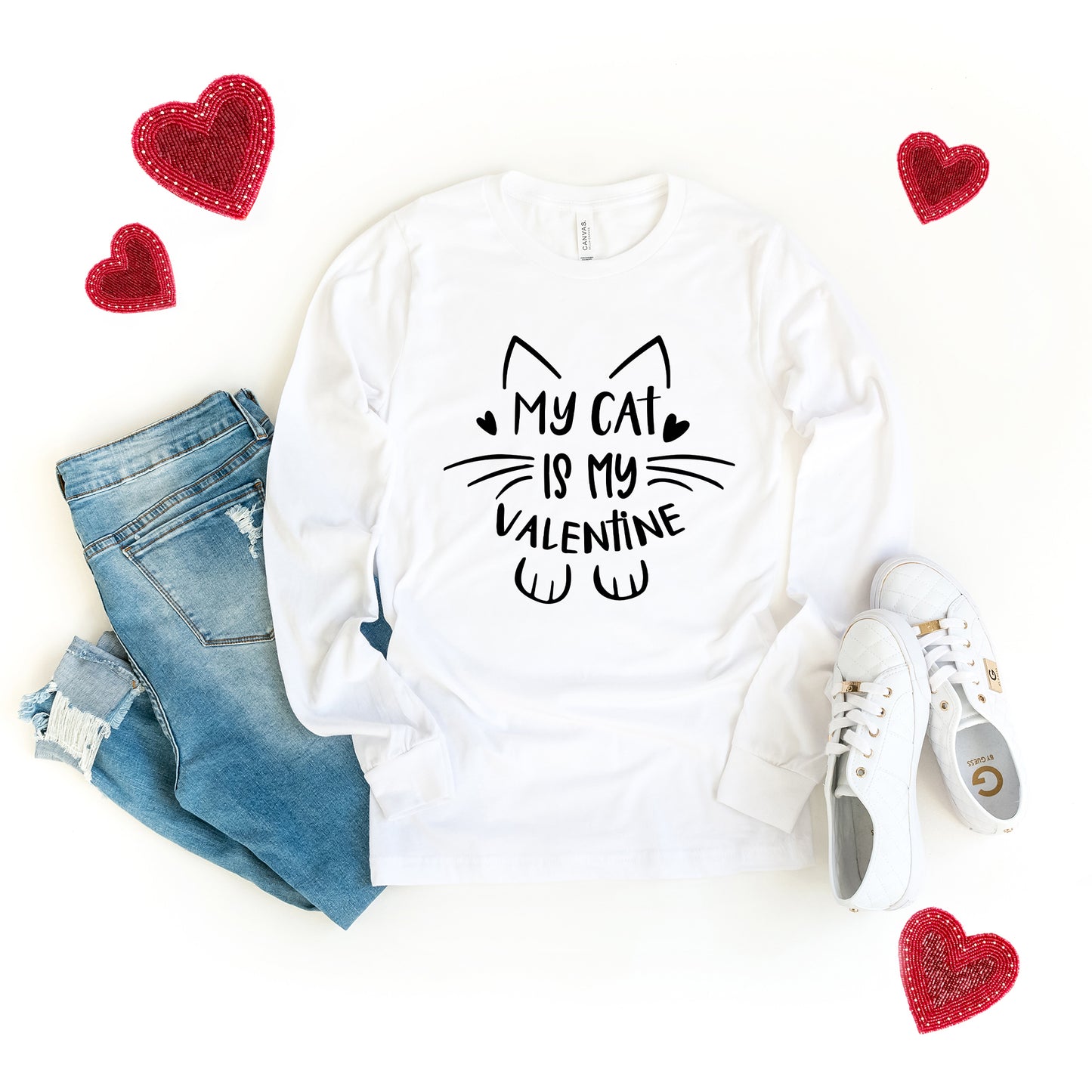 My Cat Is My Valentine | Long Sleeve Graphic Tee