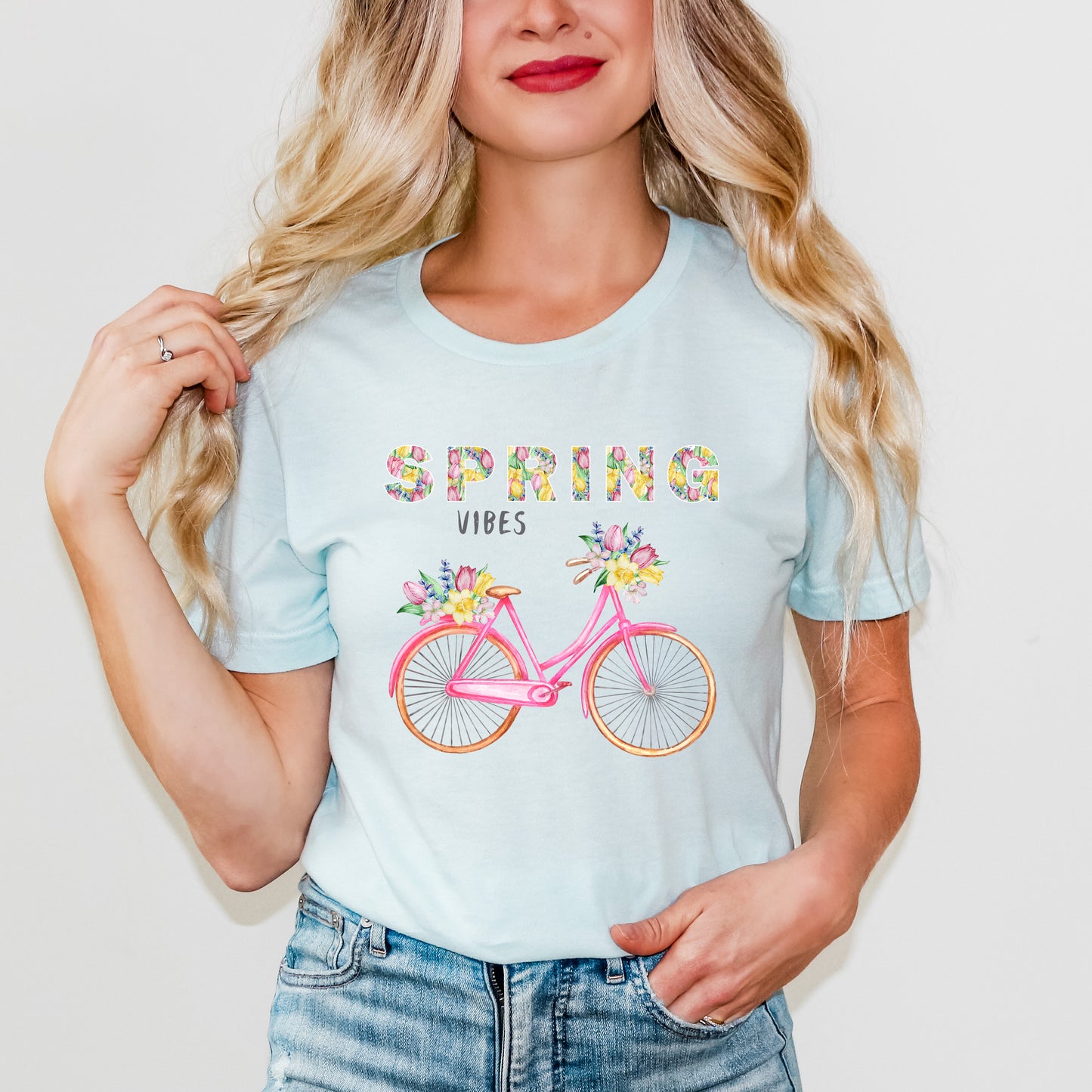 Spring Vibes Bicycle | Short Sleeve Crew Neck