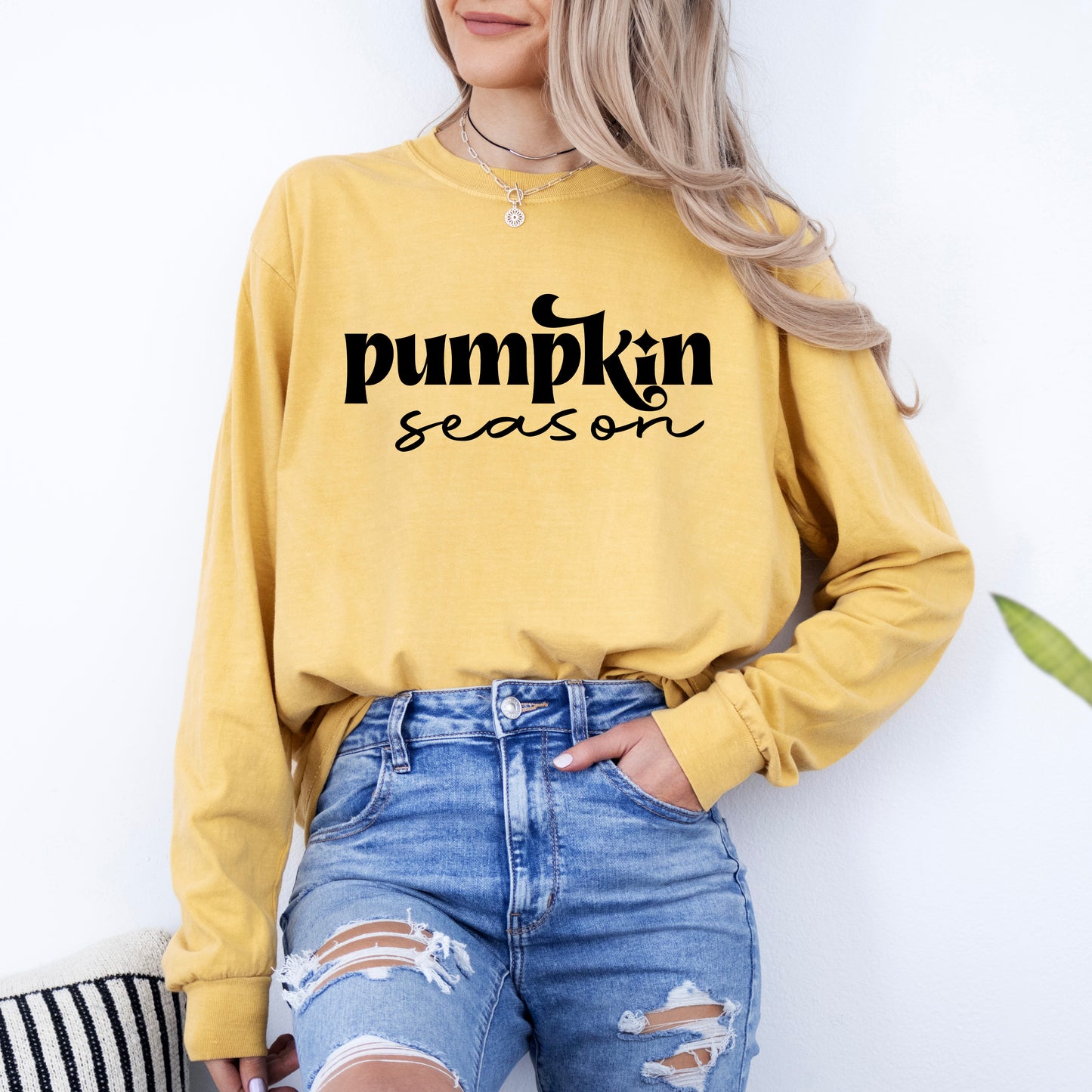 Pumpkin Season Cursive | Garment Dyed Long Sleeve