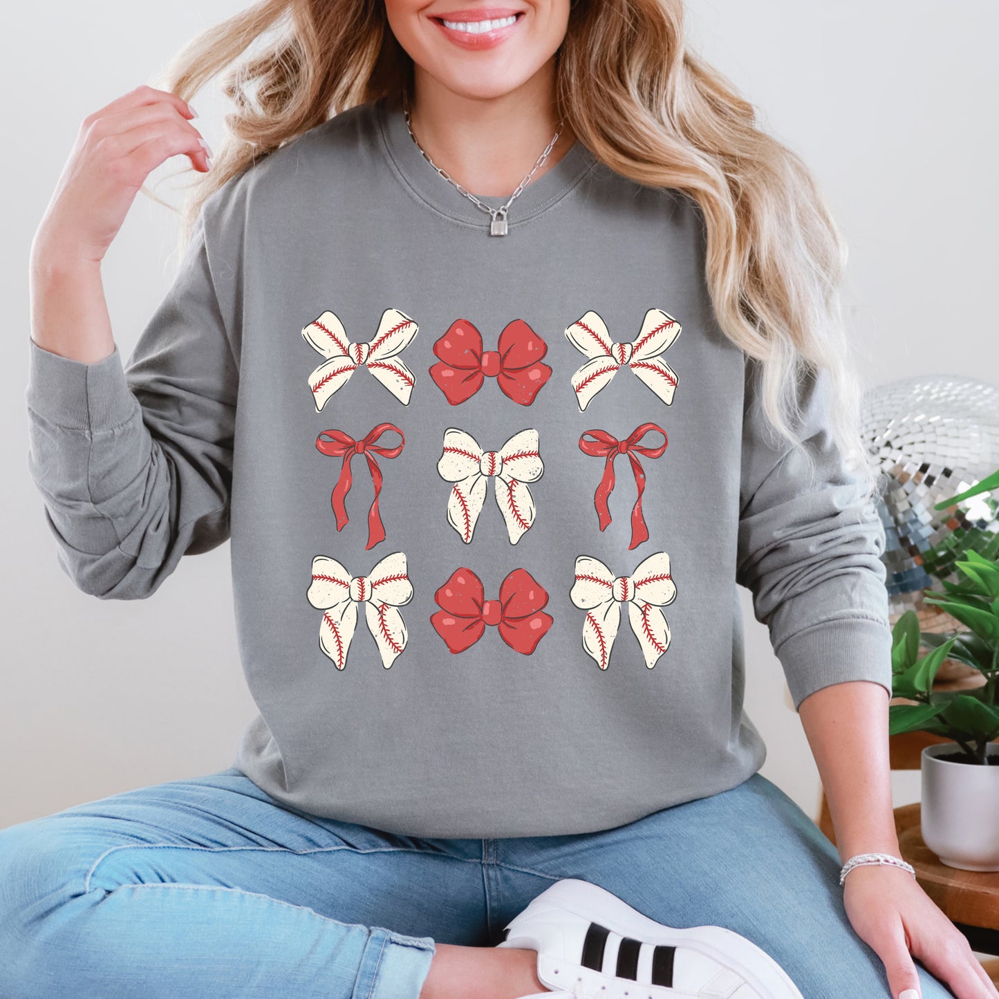 Coquette Baseball Bow Chart | Garment Dyed Sweatshirt