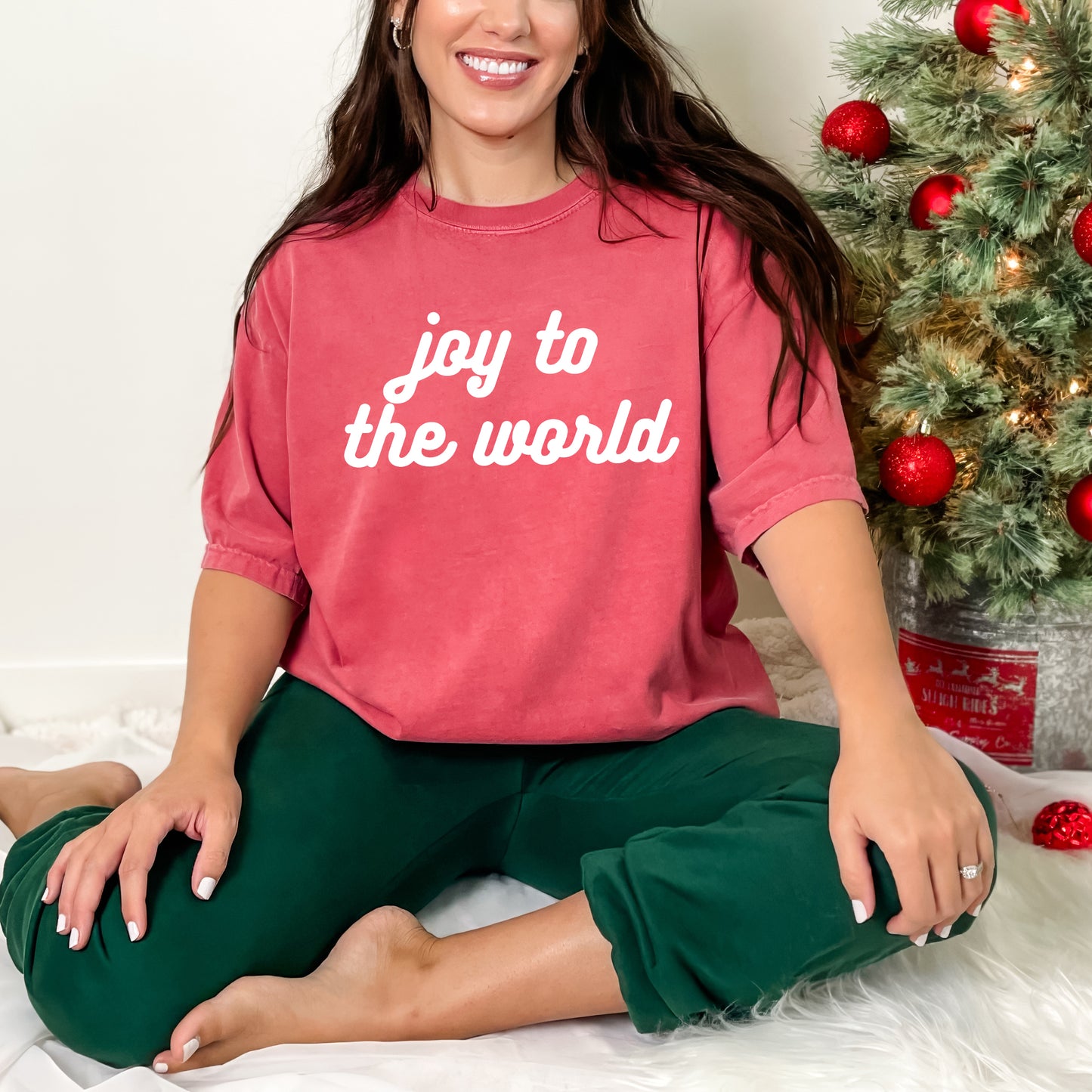 Joy To The World Bold Cursive | Garment Dyed Tee