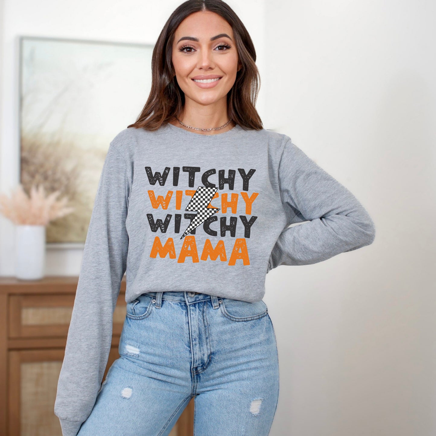 Witchy Mama Lightning Bolt | Long Sleeve Crew Neck