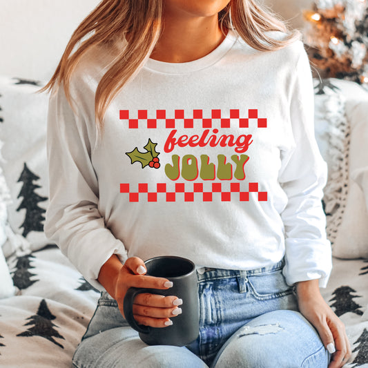 Feeling Jolly Checkered | Long Sleeve Crew Neck