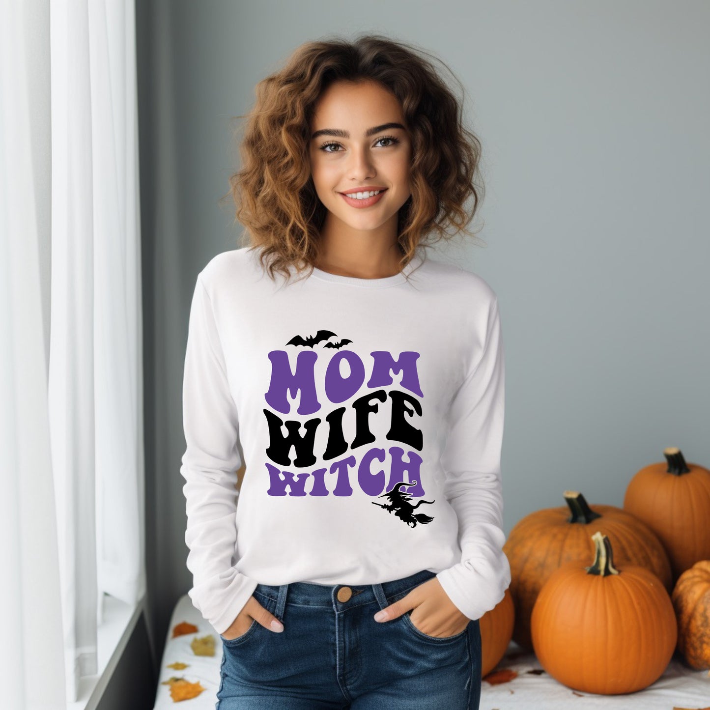 Mom Wife Witch Colorful | Long Sleeve Crew Neck