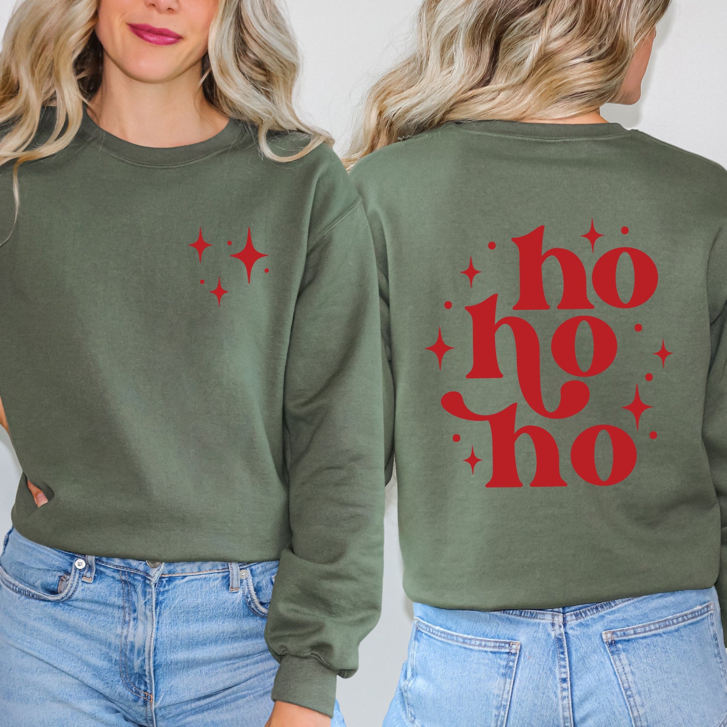 Whimsical Ho Ho Ho | Sweatshirt Front and Back Design