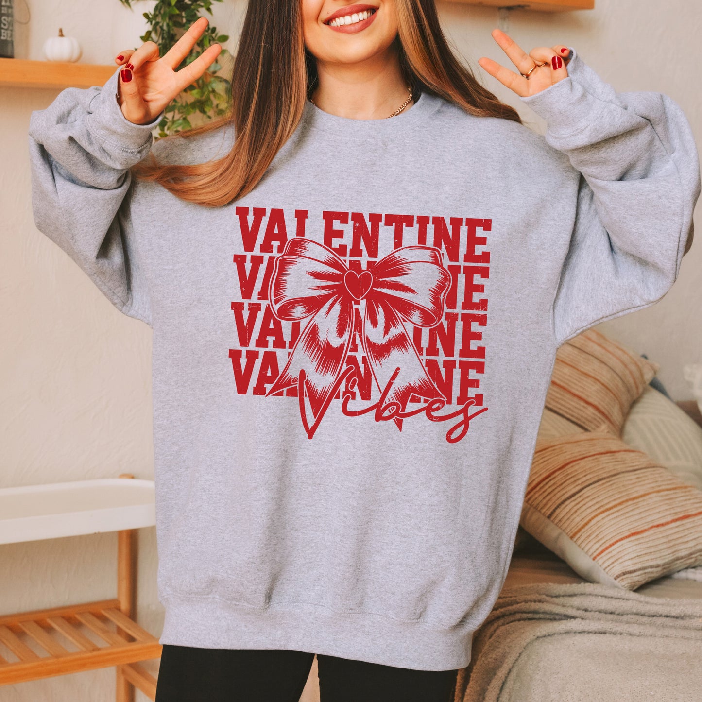 Coquette Valentine Vibes Stacked | Sweatshirt