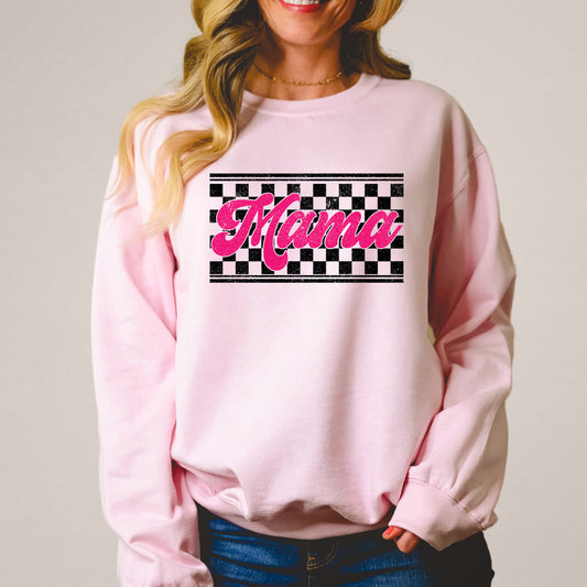 Pink Mama Checkered Grunge| Sweatshirt