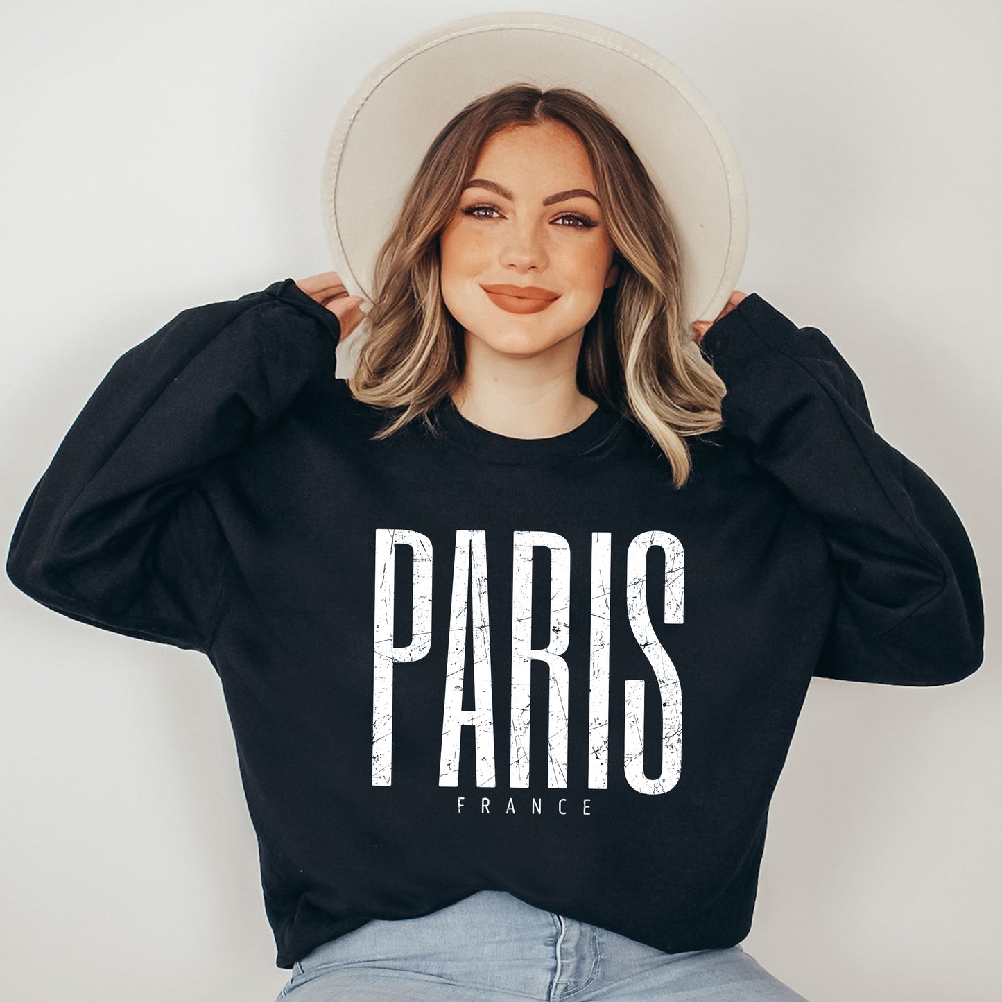 Paris France Distressed | Sweatshirt