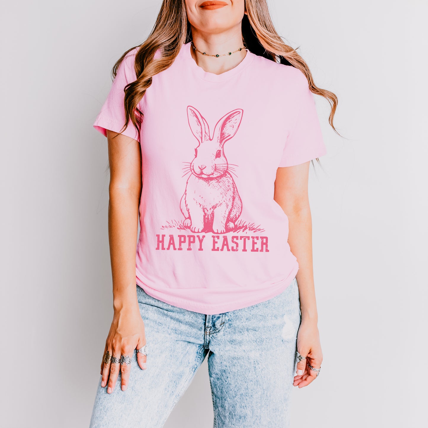 Happy Easter Bunny Outline | Short Sleeve Graphic Tee