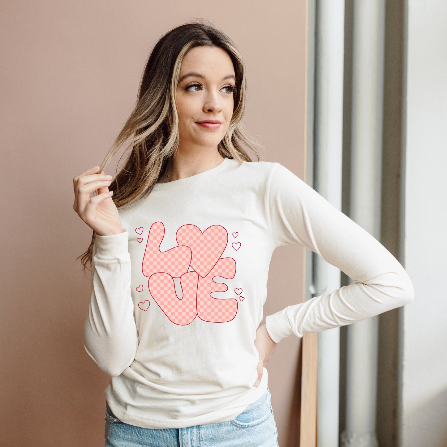 Valentines Love Pink | Long Sleeve Crew Neck