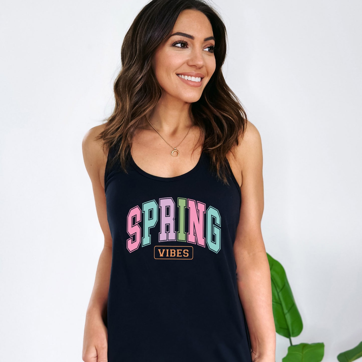 Spring Vibes Arched Varsity | Racerback Tank