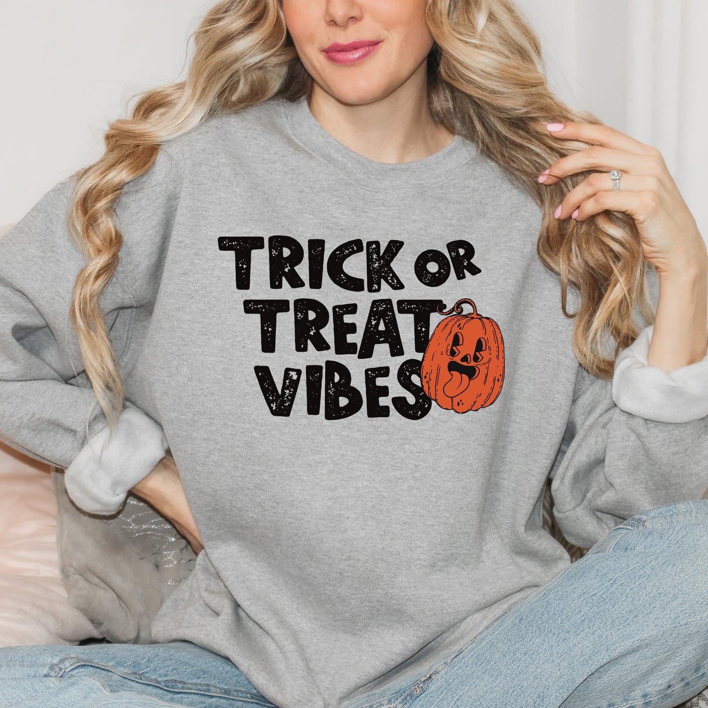 Trick or Treat Vibes Pumpkin | Sweatshirt