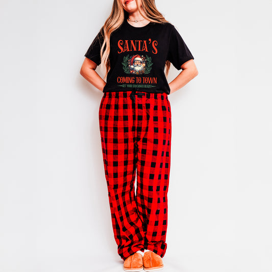 Santa's Comin To Town Vintage | Plaid Pajama Set