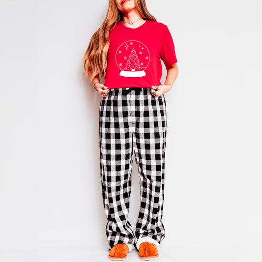 Christmas Snow Globe | Plaid Pajama Set