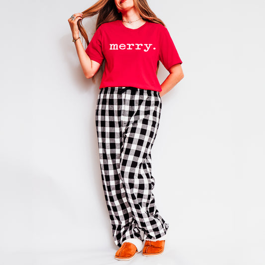 Merry Typewriter | Plaid Pajama Set