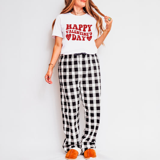 Happy Valentines Day Hearts | Plaid Pajama Set