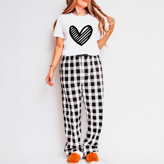 Heart Scribble | Plaid Pajama Set