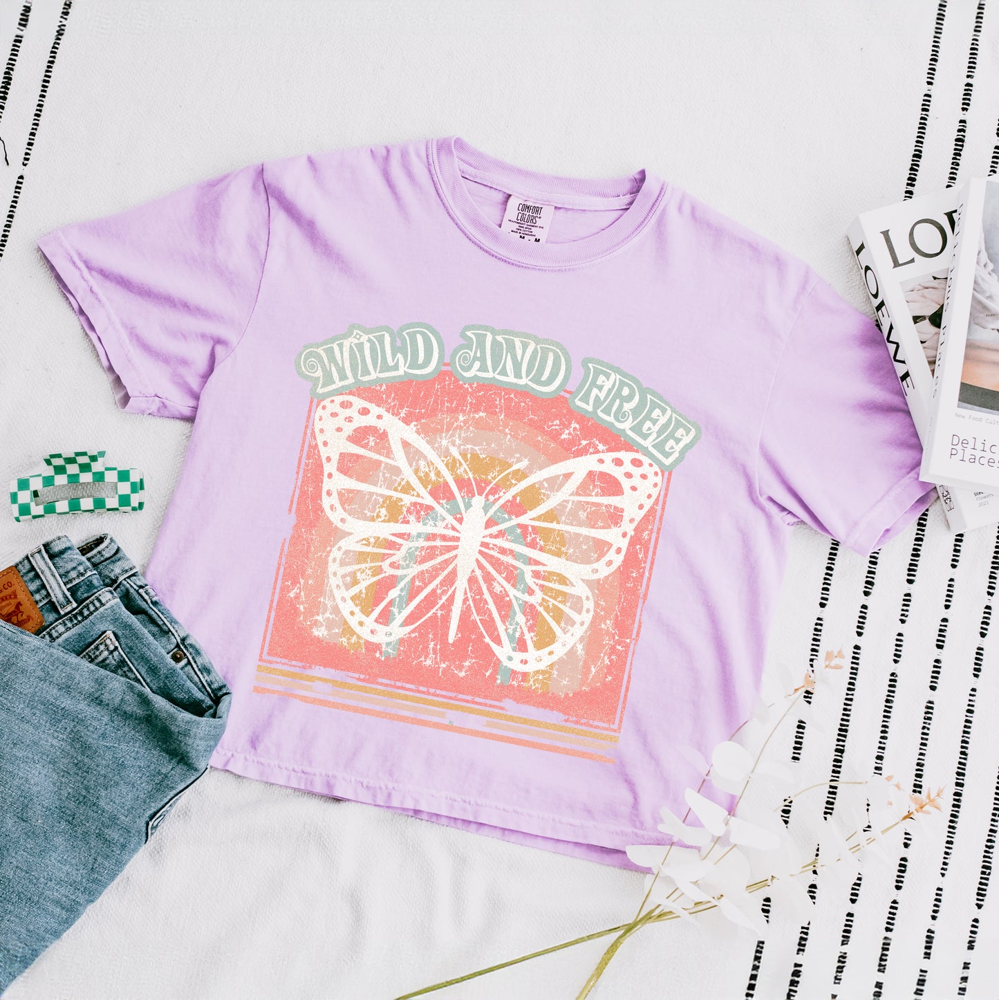 Wild And Free Butterfly | Relaxed Fit Cropped Tee