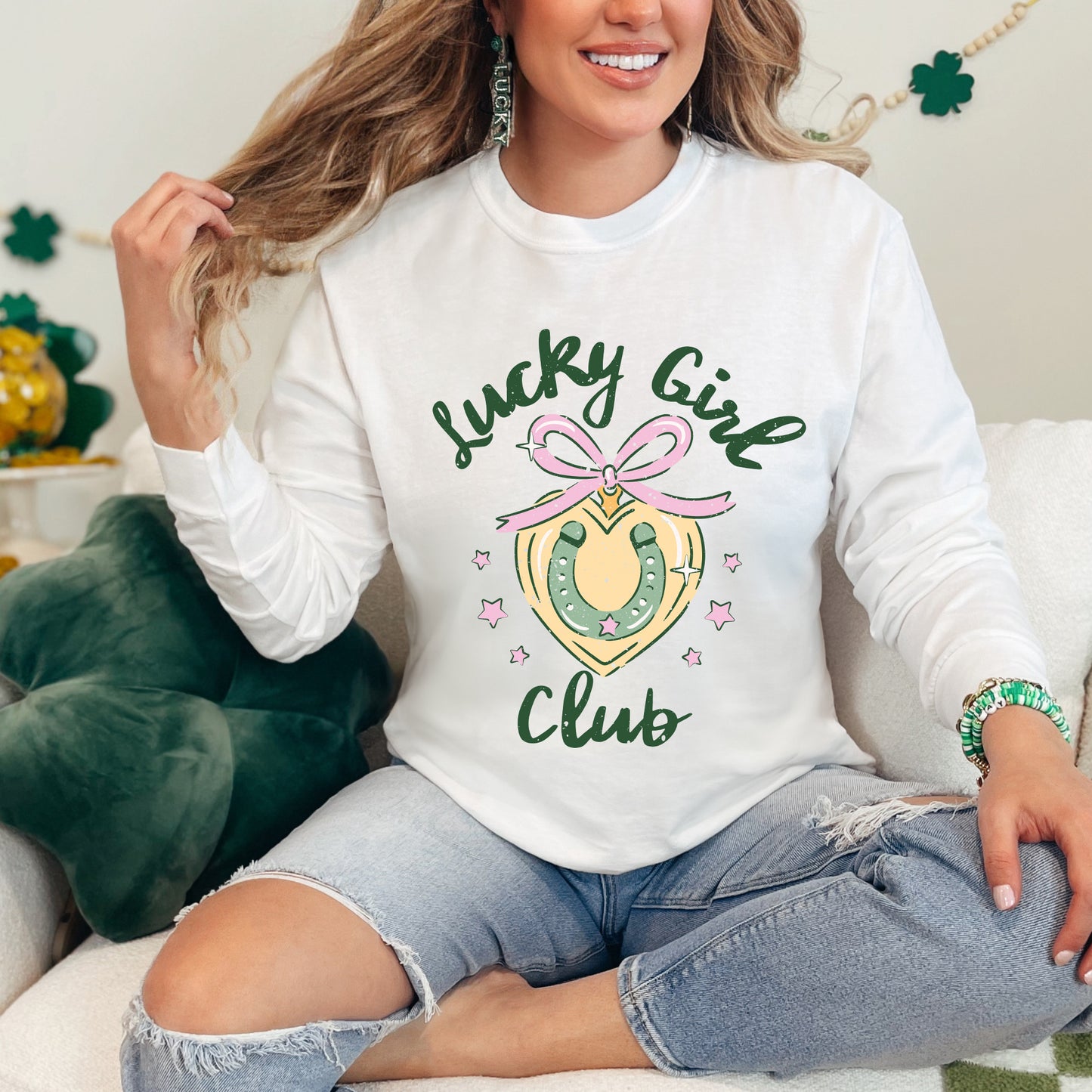 Coquette Lucky Girl Club | Garment Dyed Long Sleeve