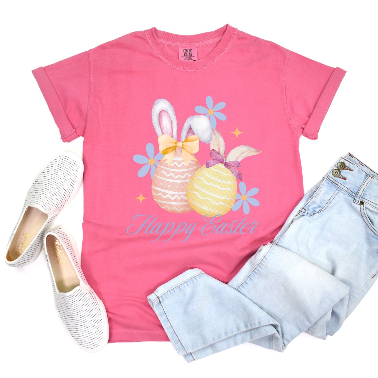 Coquette Happy Easter Eggs | Garment Dyed Short Sleeve Tee